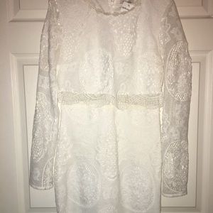Long Sleeve White Lace Dress